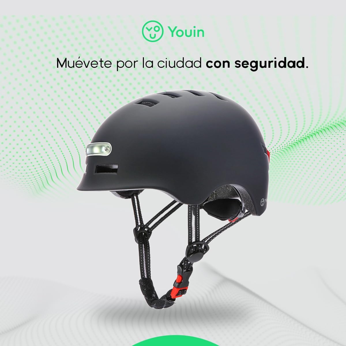 Casco Homologado con LED Frontal y Trasera – Color Negro – Talla M (52-58cm) – Protección y Visibilidad para Patinetes y Bicicletas – Diseño Ligero y Ergonómico