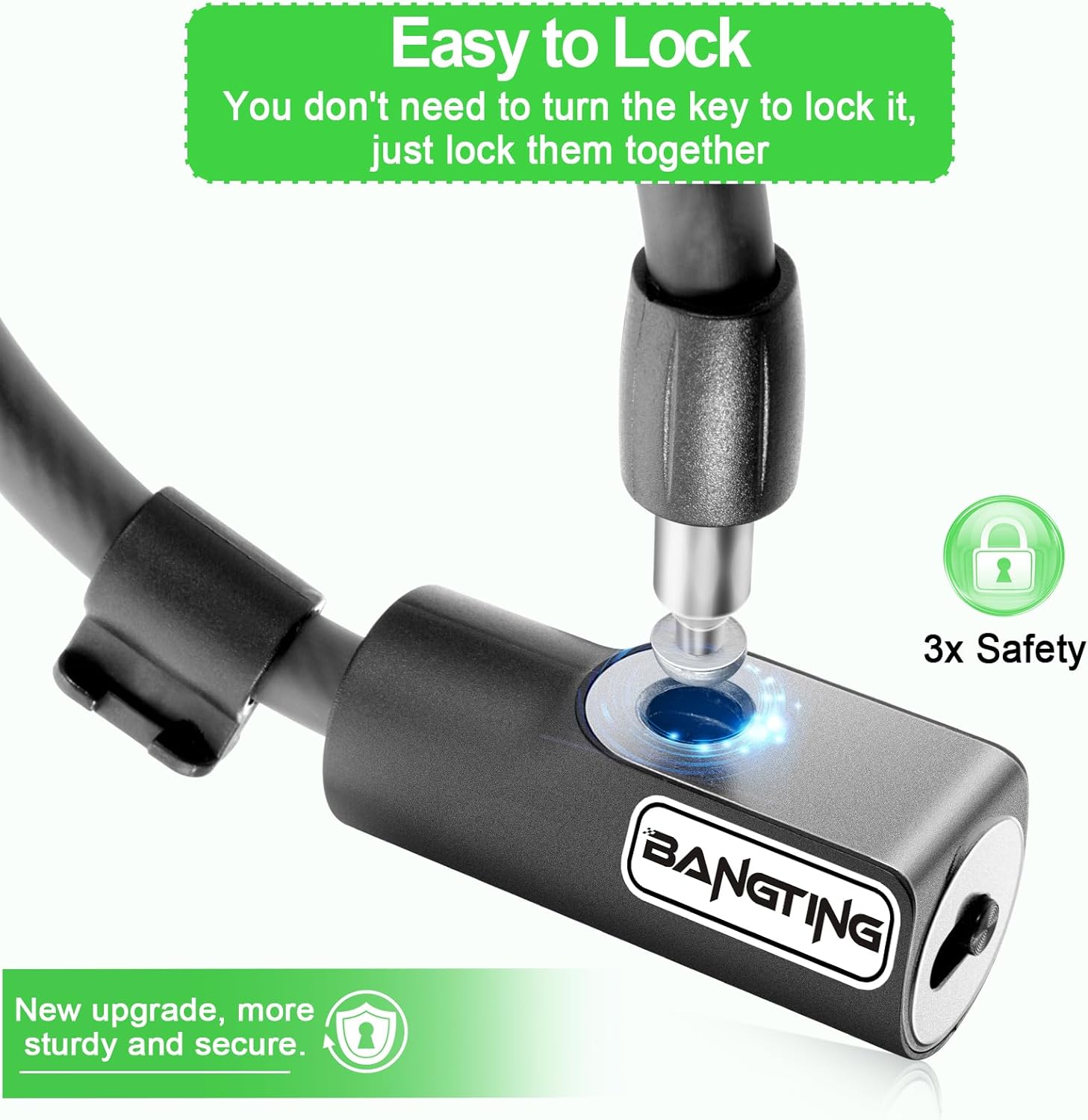 Candado antirrobo de cable 120 cm / 12 mm para bicicleta y patinete eléctrico