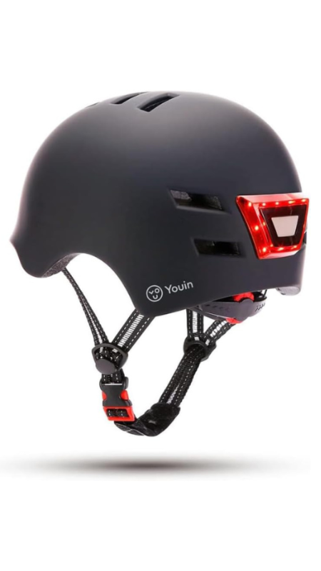 Casco Homologado con LED Frontal y Trasera – Color Negro – Talla M (52-58cm) – Protección y Visibilidad para Patinetes y Bicicletas – Diseño Ligero y Ergonómico