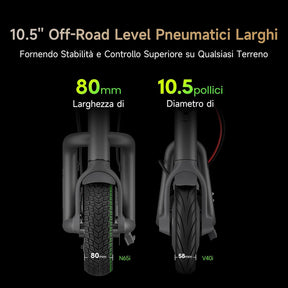Patinete Eléctrico Adultos NAVEE N65i, Autonomía 65km, Máxima 25 km/h, Motor 1000W, Absorción Cuádruple Choques,24% Inclinación, Neumáticos Tubeless de 10,5”, IPX5, Flexible