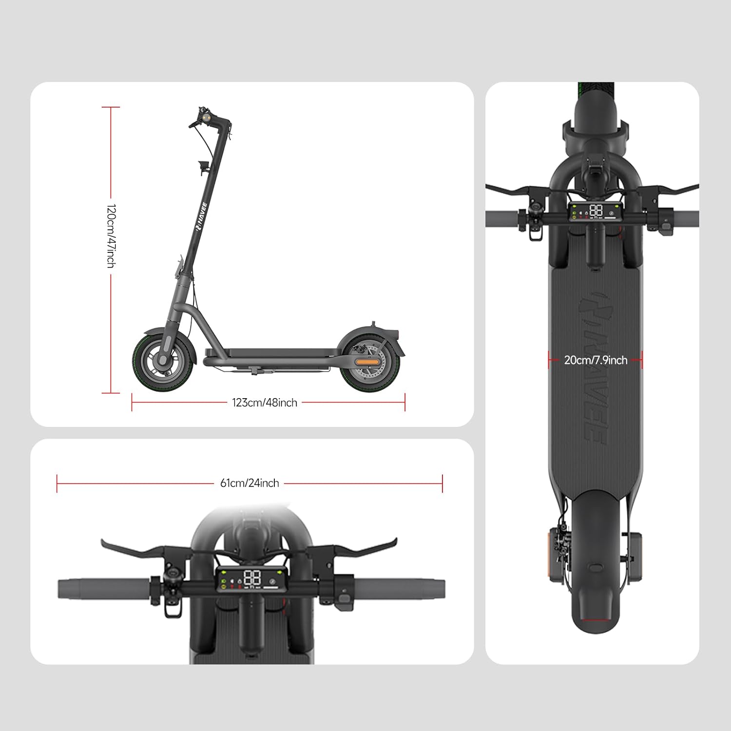 Patinete Eléctrico Adultos NAVEE N65i, Autonomía 65km, Máxima 25 km/h, Motor 1000W, Absorción Cuádruple Choques,24% Inclinación, Neumáticos Tubeless de 10,5”, IPX5, Flexible