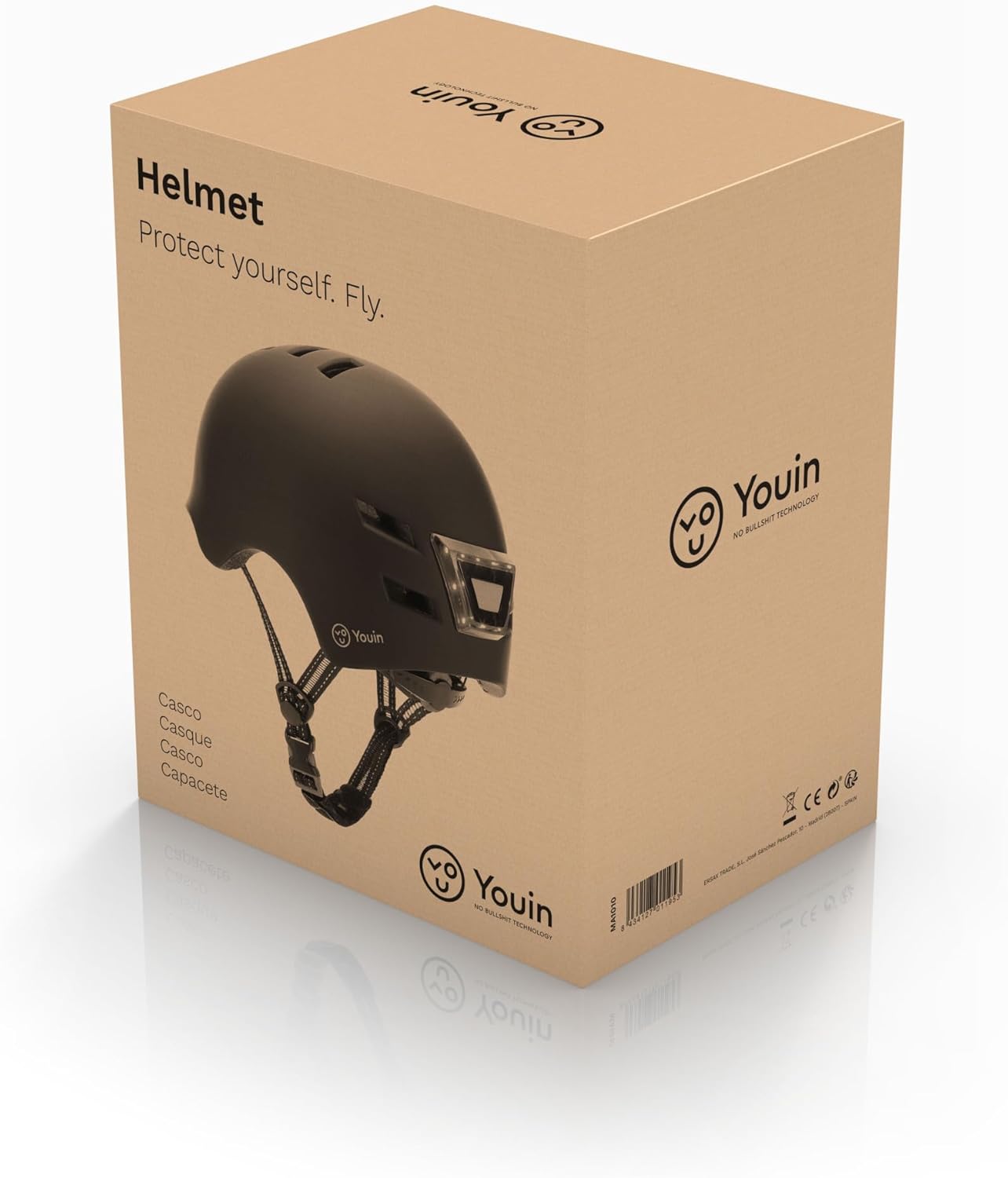 Casco Homologado con LED Frontal y Trasera – Color Negro – Talla M (52-58cm) – Protección y Visibilidad para Patinetes y Bicicletas – Diseño Ligero y Ergonómico