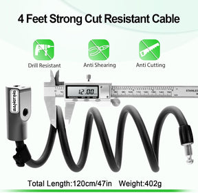 Candado antirrobo de cable 120 cm / 12 mm para bicicleta y patinete eléctrico