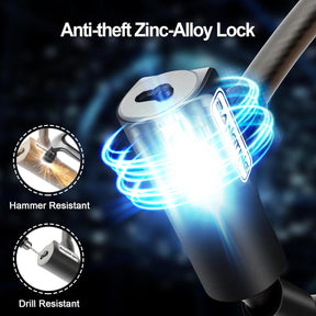 Candado antirrobo de cable 120 cm / 12 mm para bicicleta y patinete eléctrico