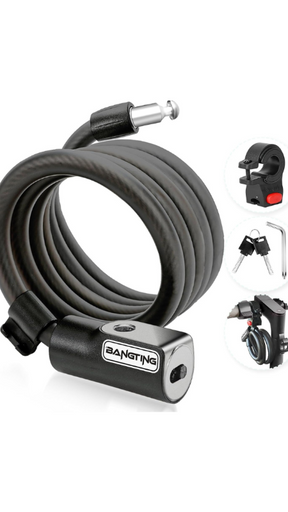Candado antirrobo de cable 120 cm / 12 mm para bicicleta y patinete eléctrico